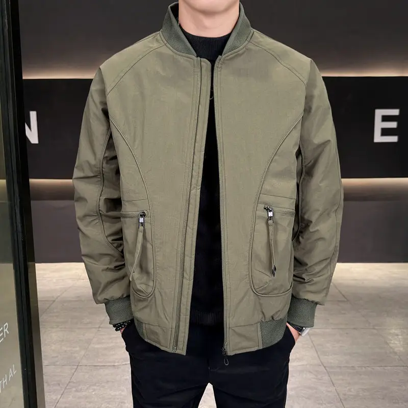 

Sli Mid-Thi Cotton Jaet for Men Haome Collared Coat Autumn Winter New Sle Youth Faion Thin Cotton Outerwear