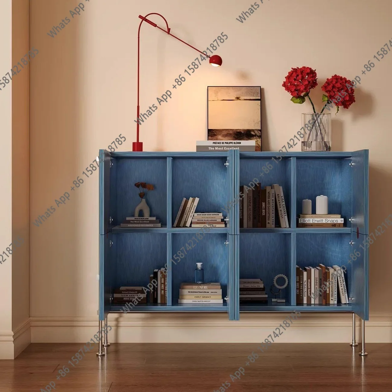 N65 Side cabinet ocean plate bucket cabinet multi-blue edge entrance cabinet Bauhaus optical axis storage designer