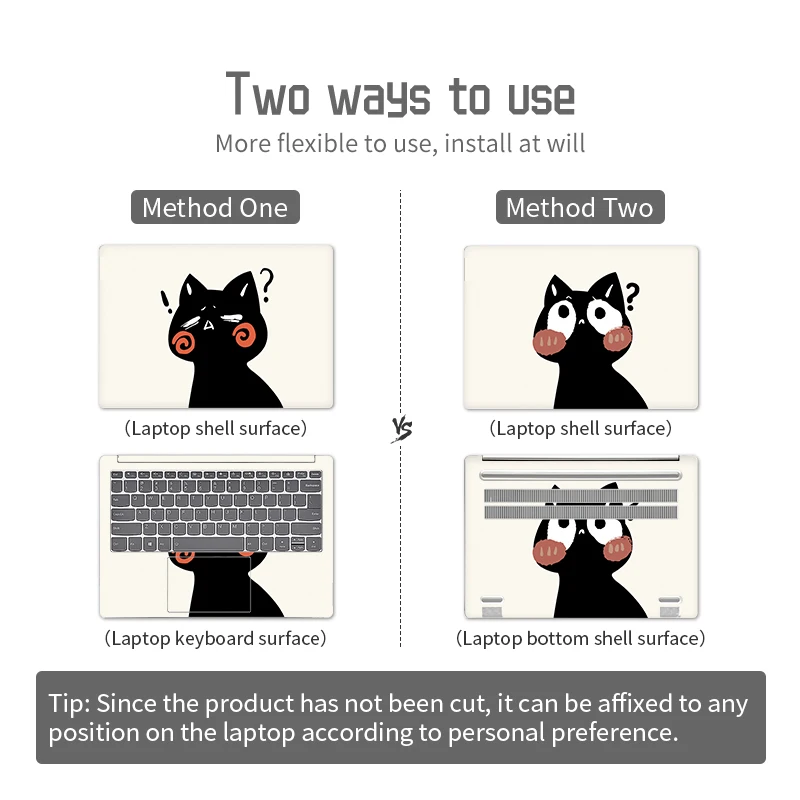 DIY Laptop Skins Stickers Notebook Vinly Skin 12/13/14/15/17inch Originality Black Cat Decal for Macbook/Acer/Lenovo/HP/MIS Case