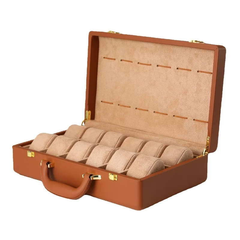 Suitable for watch storage box, high-end suitcase, leather 12-digit watch display jewelry, collection packaging box, gift box.