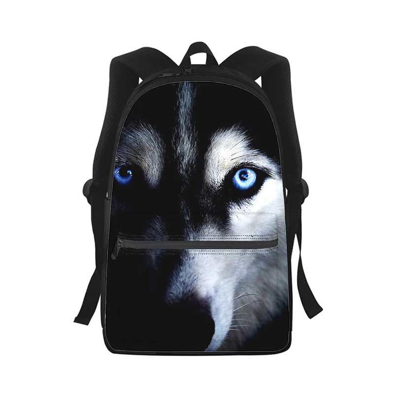 Husky Dog กระเป๋าเป้สะพายหลังสุดเท่สำหรับผู้ชายผู้หญิงพิมพ์ลาย3D แฟชั่นนักเรียนกระเป๋าเป้ใส่โน๊ตบุ๊คไปโรงเรียนกระเป๋าสะพายไหล่สำหรับเด็กเดินทาง