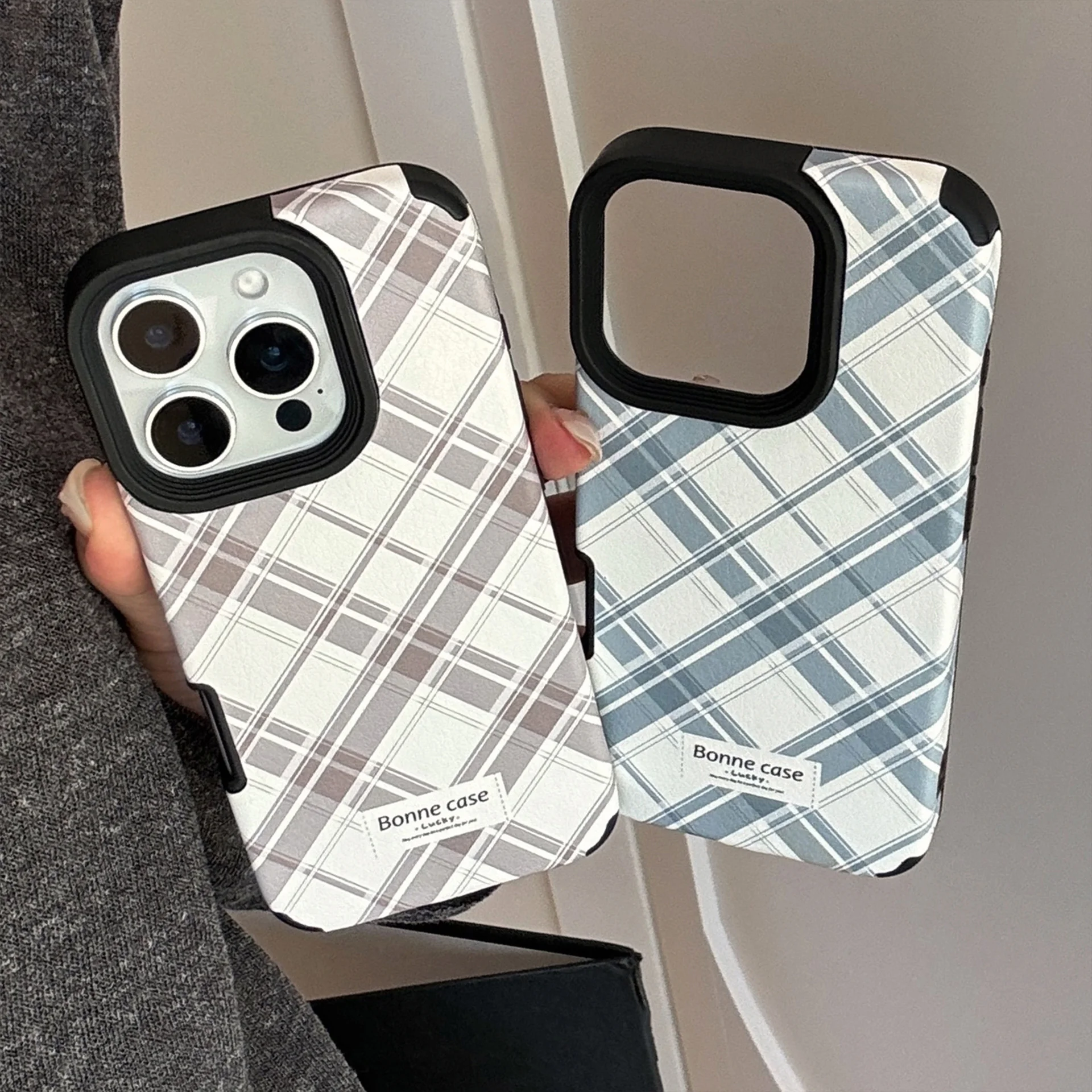 حافظة آيفون جلدية كورية بنمط Lingge 15 14 13 12 11 16 17 Pro Max Plus #3