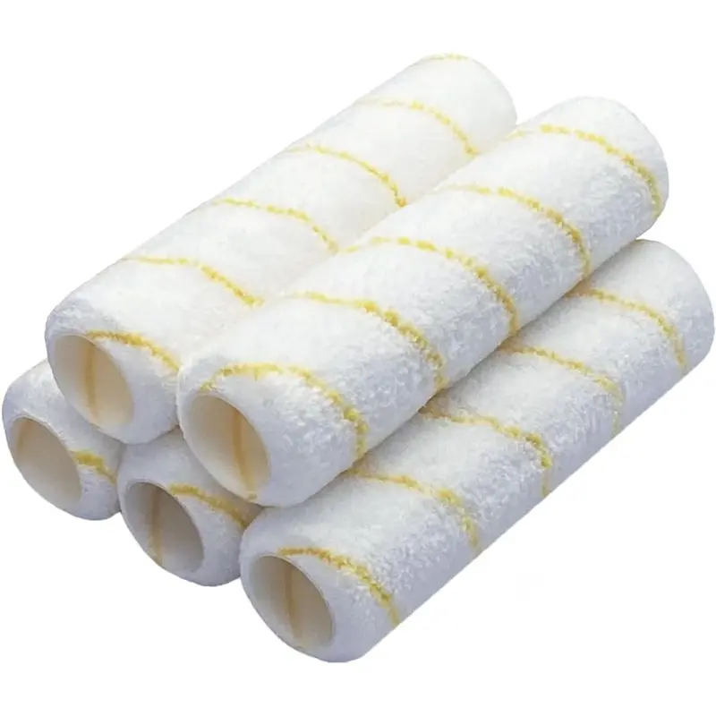 

【OFF-SHELF】For Painting Projects 5 Pack 1/2" Nap Microfiber Paint Roller Works On Smooth, Textured, Rough Surfaces-Walls, Ceilin