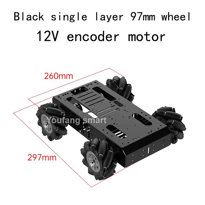 10กก. หุ่นยนต์ omnidiredirection mecanum ล้อ97มม. 12โวลต์มอเตอร์เข้ารหัสโลหะแชสซีสำหรับ ARDUINO สำหรับชุดหุ่นยนต์ราสเบอร์รี่ Pi