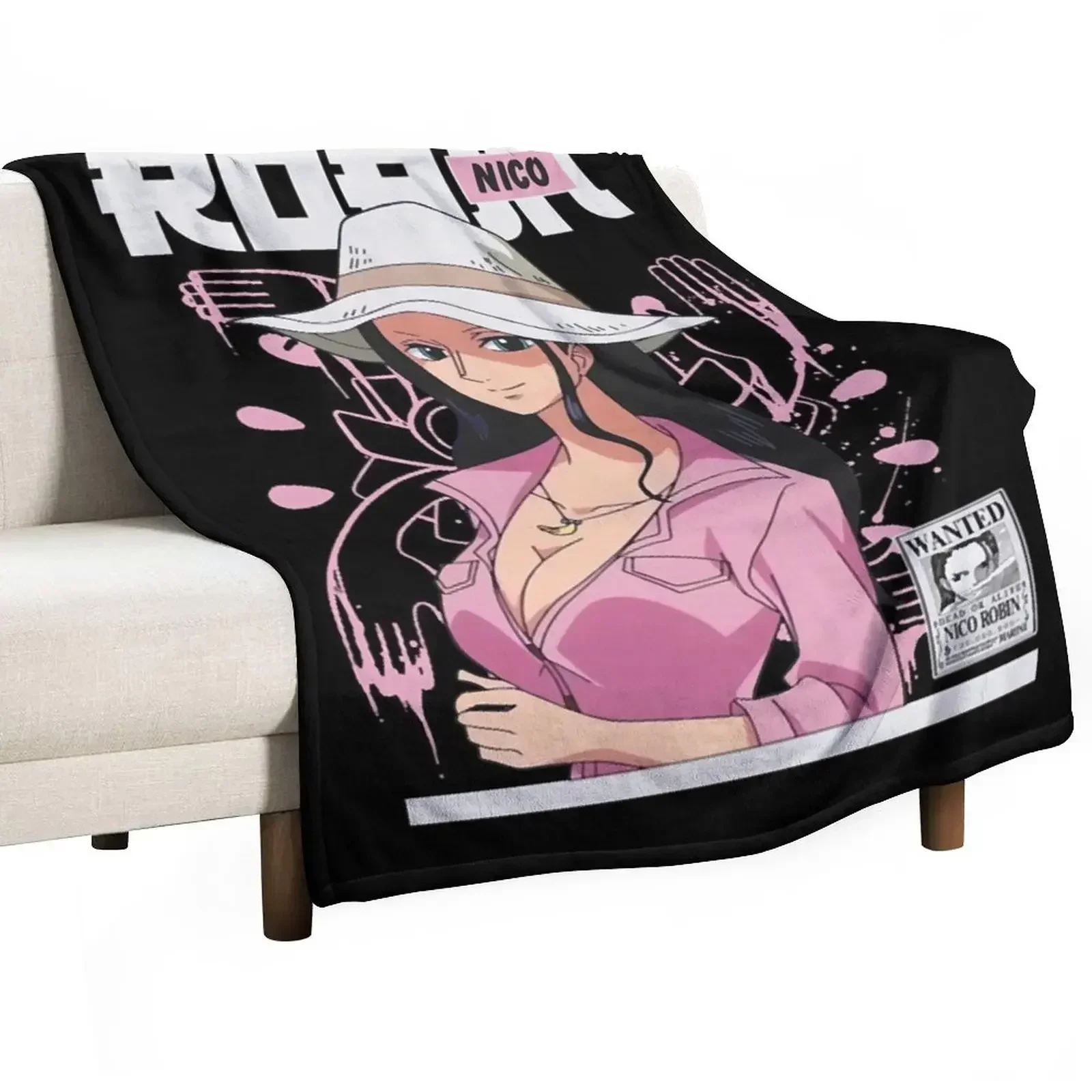 Nico Robin v1 - Tshirt Throw Blanket Soft Big for babies cosplay anime Blankets For Sofas Blankets