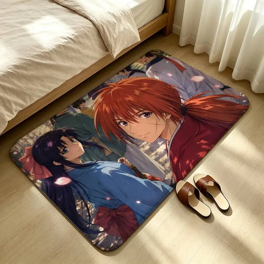 Anime R-Rurouni Kenshin Shower Room Absorbent Small Floor Mat Soft Comfortable Decorative Foot Mat