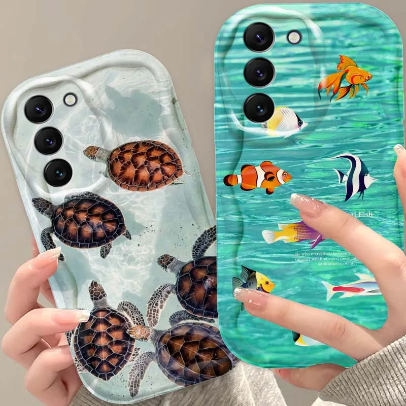 

Cartoon marine creatures For Samsung S25 S24 S23 S22 S21 S20 A04 A05s A05 A06 Ultra Plus FE 5G Wave Oil Phone Case