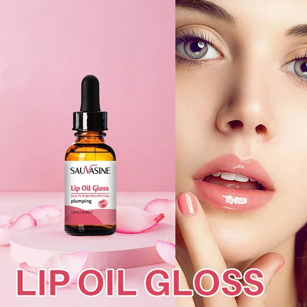 Natural Lip Plumper Instant Volumising Repairing ลดริ้วรอย 10ML Lip Oil บรรเทาริมฝีปากแห้ง Plumping แต่งหน้าเครื่องสําอาง