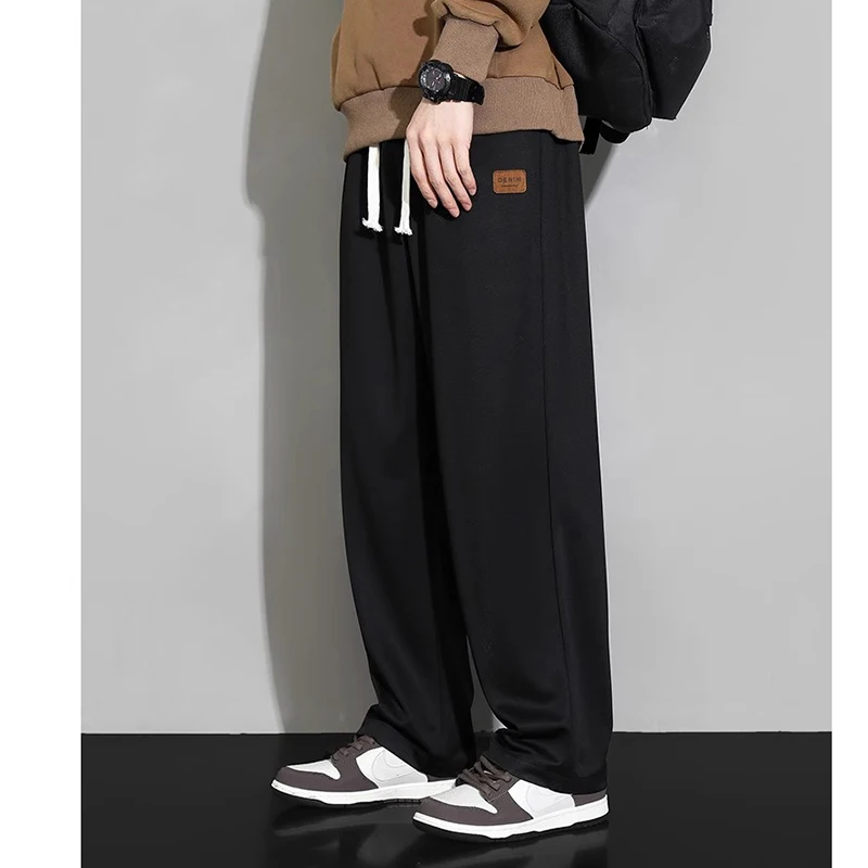 Vintage straight leg slacks for men 2024 new fall fashion all-match wide-leg tracksuit pants