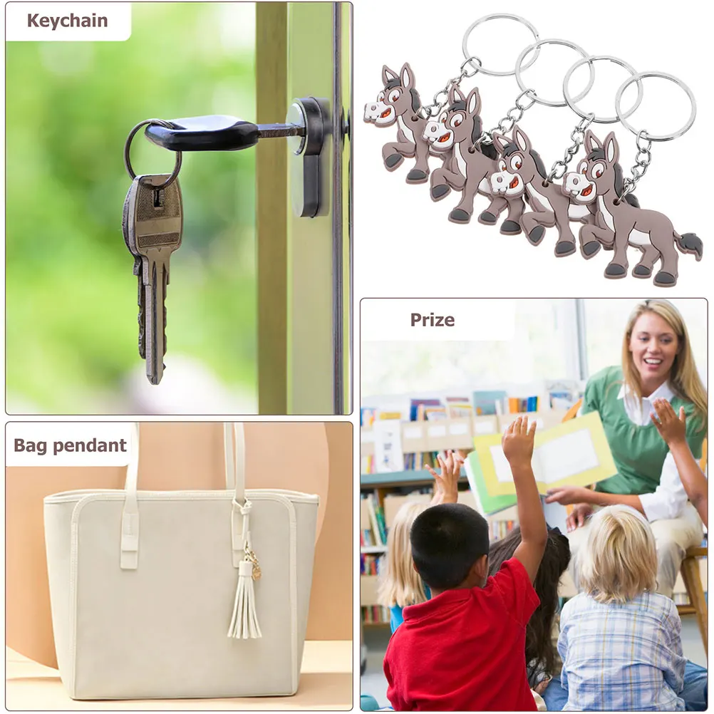 

8pcs Donkey Keychain Cute Cartoon Pvc Key Ring Keychain Pendant Hanging Charms Animal Key Ring Birthday Party Favor