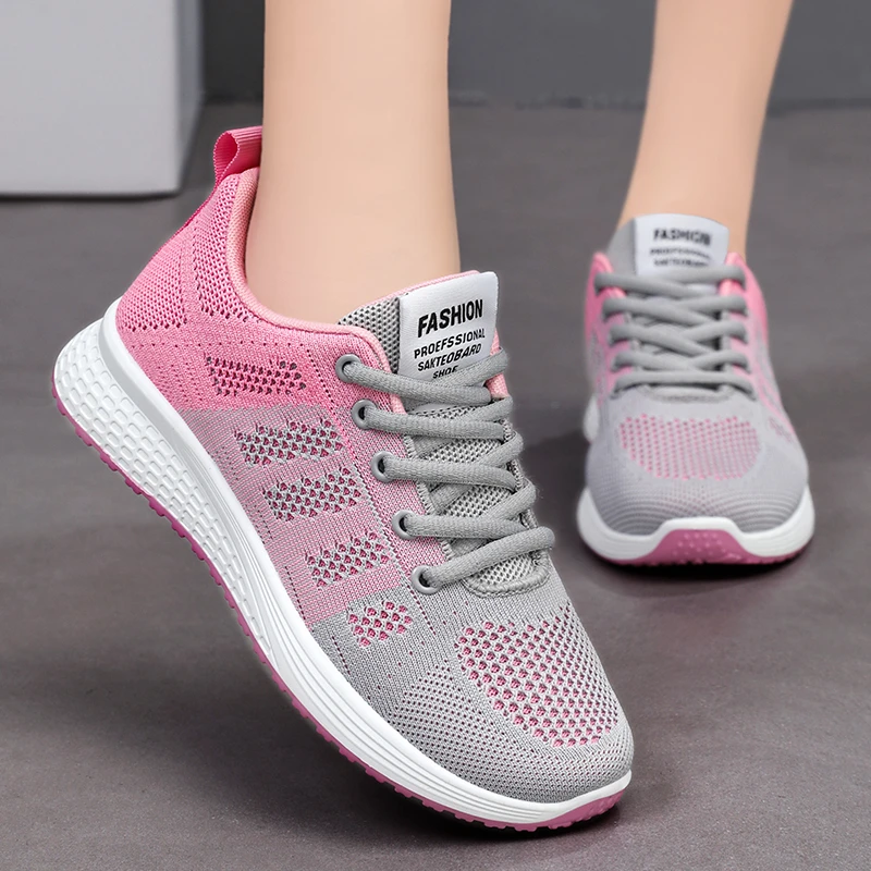 

Women's Sneaker New Fashion Breathable Trainers Comfortable Sneakers Mesh Fabric Lace Up Women's Tennis Shoes For Women