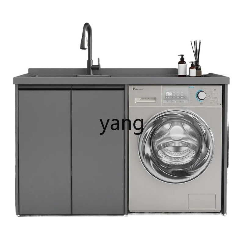 

Yjq Alumimum Wash Wardrobe Combination Balcony Integrated Quartz Stone Hand Washing Wash Washbasin with Washboard