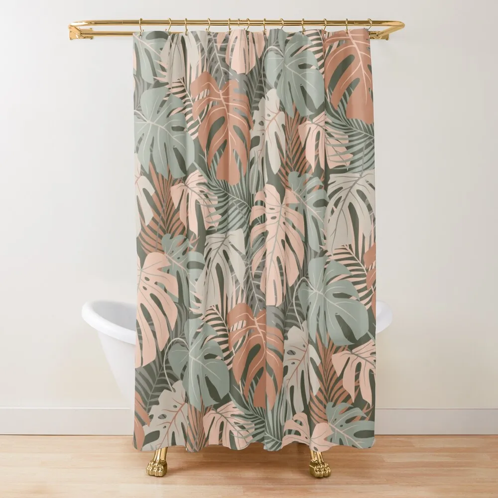 

Monstera and Palm leaves pattern Shower Curtain Waterproof Shower Waterproof Fabric Shower For The Bathroom Bathtub Curtain