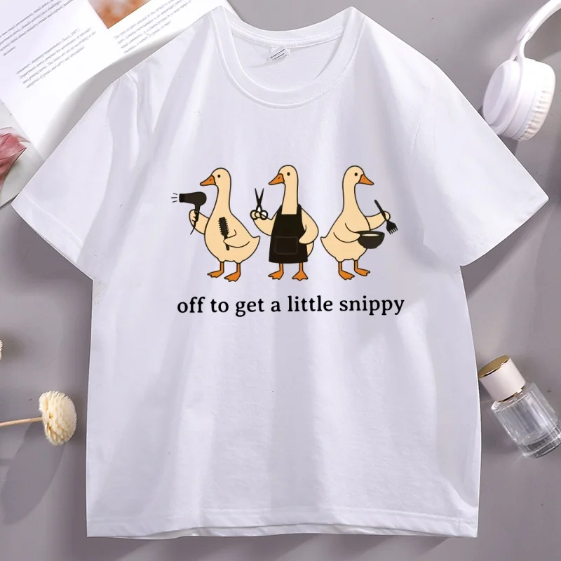

Funny Hair Dresser T-Shirt Goose Graphic Tees Cute Barber Tee Casual Loose Round Neck Short Sleeve T Shirt Men Women Clothes