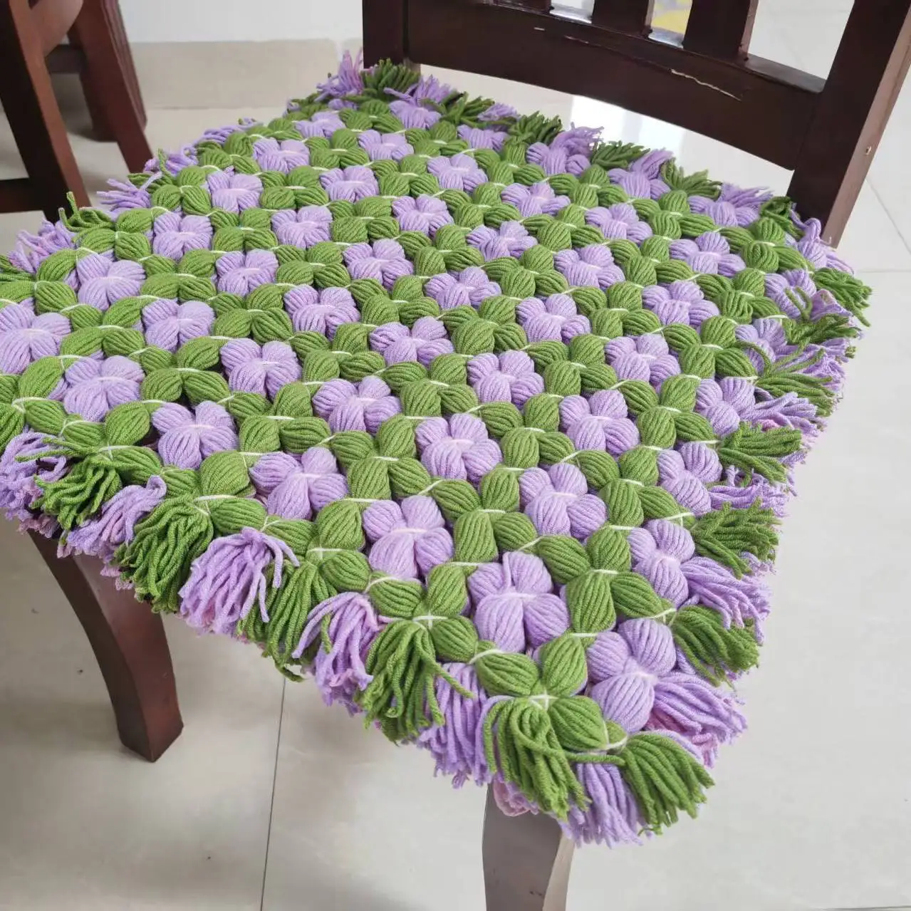 Handmade Knitted Yarn Seat Cushion 45 x 45cm for Car Tricycle Chair Stool Sofa Anti-slip Winter Warm Pad Home Auto Accessories