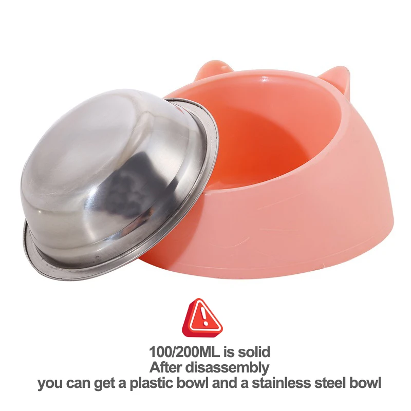 15 ° Schräge Katzennapf aus Edelstahl, rutschfeste Basis, auslaufsicherer Trinkwassernapf für Hunde – 100/200/400 ml, Nackenschutz – Detail 2