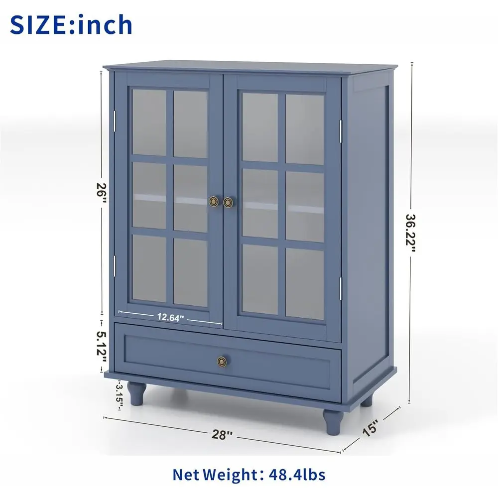 uet Cainet witGlass Doand Der, ern Wood StoraSideoard or Dining Room & Living Room, 28 IncAccent Cainet witAdjustale Sel(Doule D