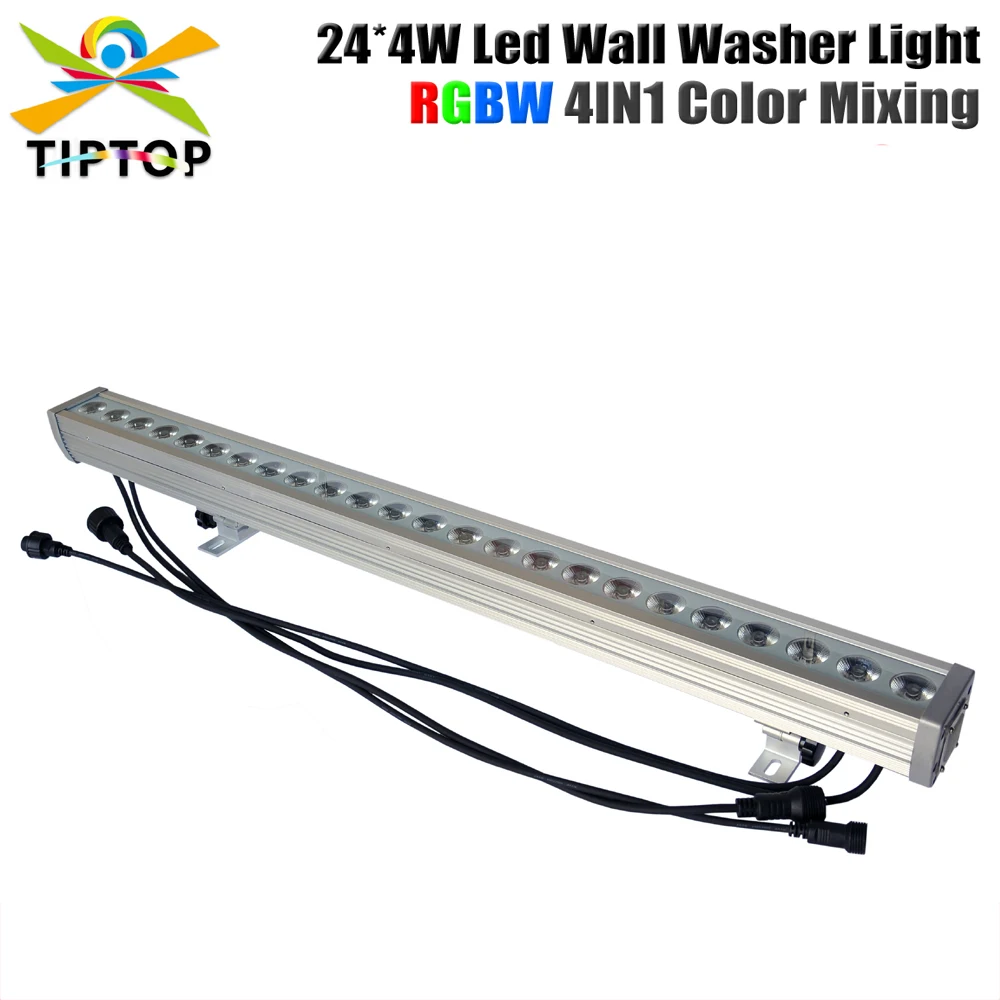 tiptop led wall washer light 24x4w rgbw 4in cor aluminio shell bar controle dmx512 iluminacao de palco prata ip65 design ao ar livre 01