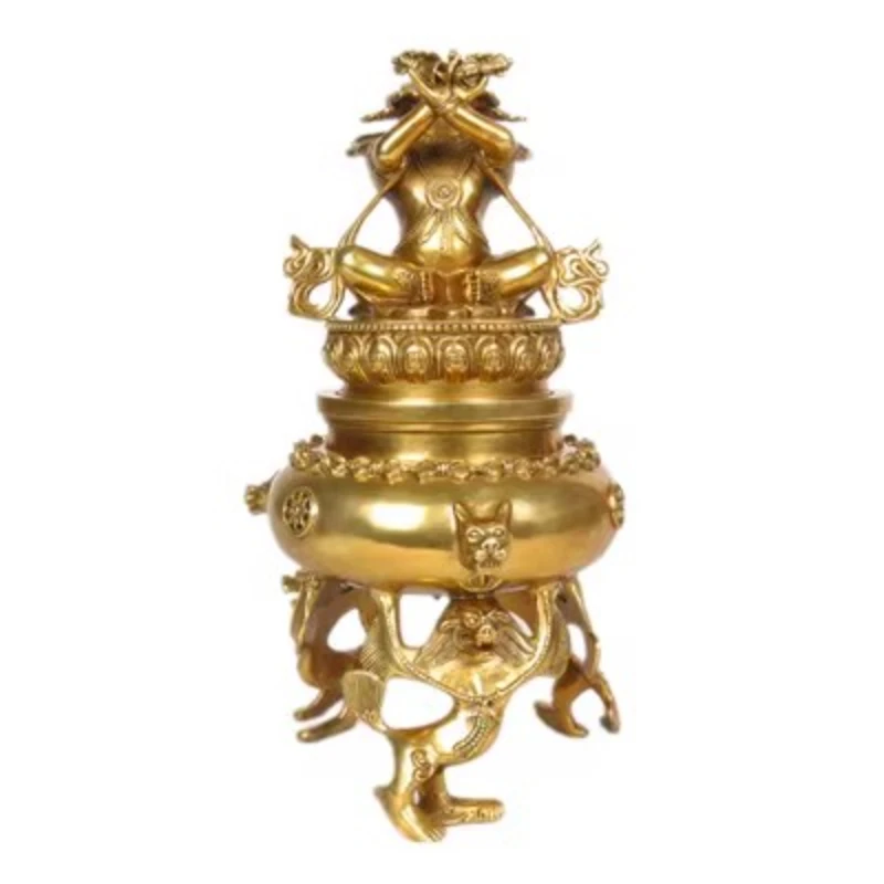 

Copper Incense Stove Tibetan Home Offering Buddha Pure Decoration God of Wealth