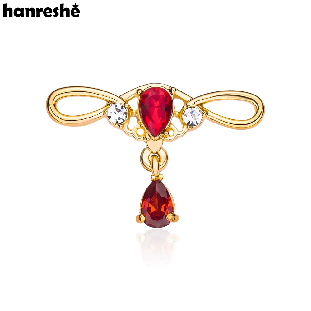 Hanreshe Charm Women Uterus Brooch Medical Luxury Inlaid Crystal Womb Lapel Clothes Pins Badge Gynecology Medicine Jewelry