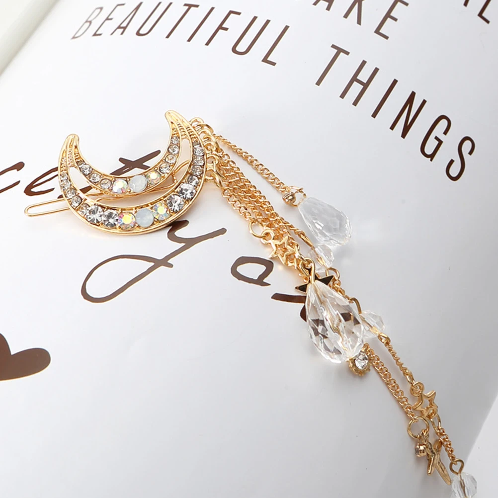 

Tassel Moon Shape Hair Clips Women Barrette Vintage Hairpin for Prom Party Gifts Lightweight Easy to Use Comfortable Hair