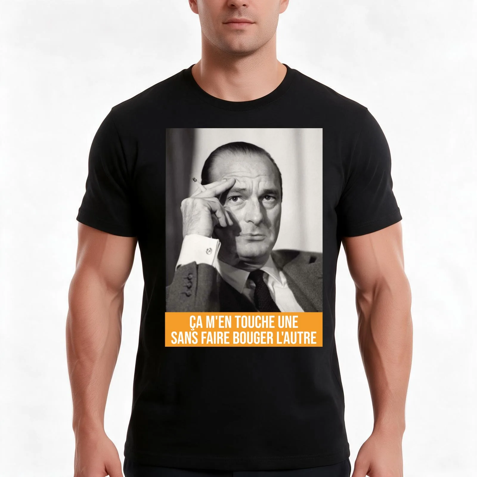 it touches me one ... - Jacques Chirac T-Shirt, Summer Casual Cotton Tee, Oversized Streetwear Tops, Vintage Graphic Print