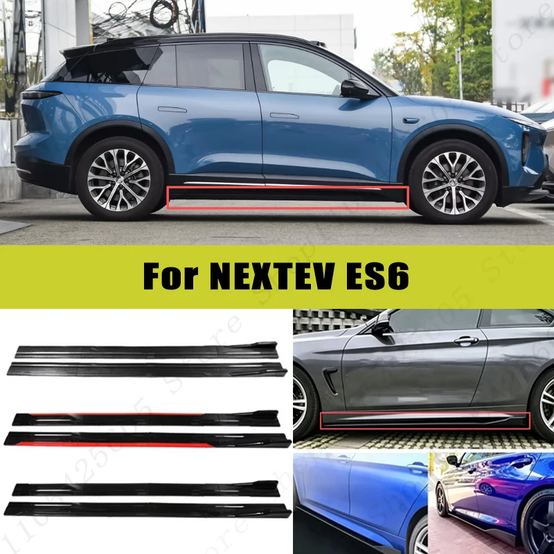 For NEXTEV ES6 Racing Sport Side Skirts 2.0/2.2M 86.6" ABS Splitters Extended Lip Body Kit Bumper Modified Parts 8Pcs