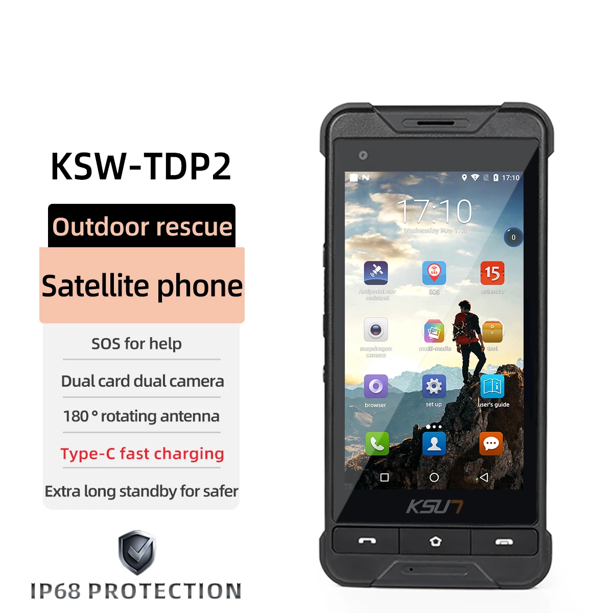 KSUN TDP2 GLONASS GALILEO Tiantong Satellite Phone SOS Beidou GPS IP68 4G Network Walkie Talkie For Outdoor Exploration Rescue