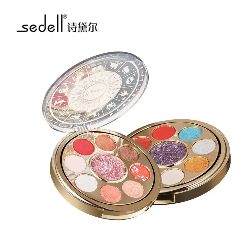 Paleta de sombras com 9 cores, pó brilhante, mesmo textura de maquiagem, rotativa, oito gatilhos, cultivo da imortalidade chinesa, sombra para os olhos