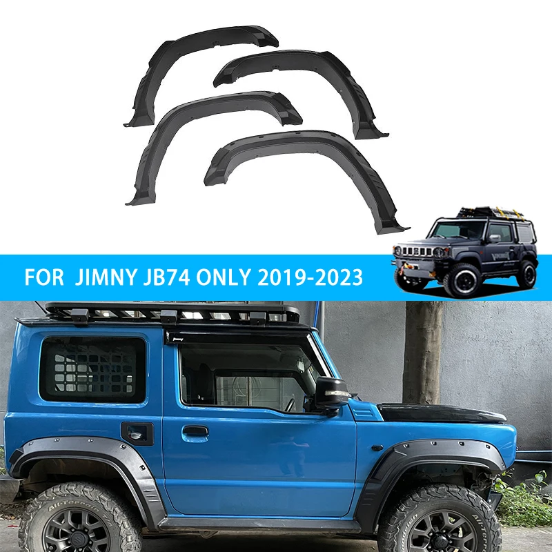 4PCS New Design Car Fender Flares for Suzuki Jimny Gen 4 JB74 2019 2020 2021 2022 2023 Car Wheel Eyebrow Mudguards Guards