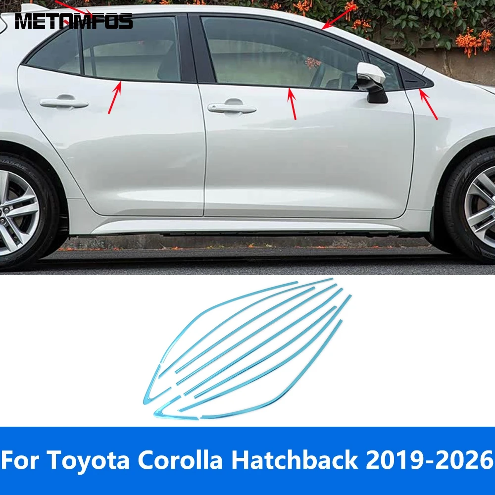 

For Toyota Corolla Hatchback 2019-2025 2026 Stainless Upper Lower Window Sill Window Frame Cover Trim Accessories Car Styling