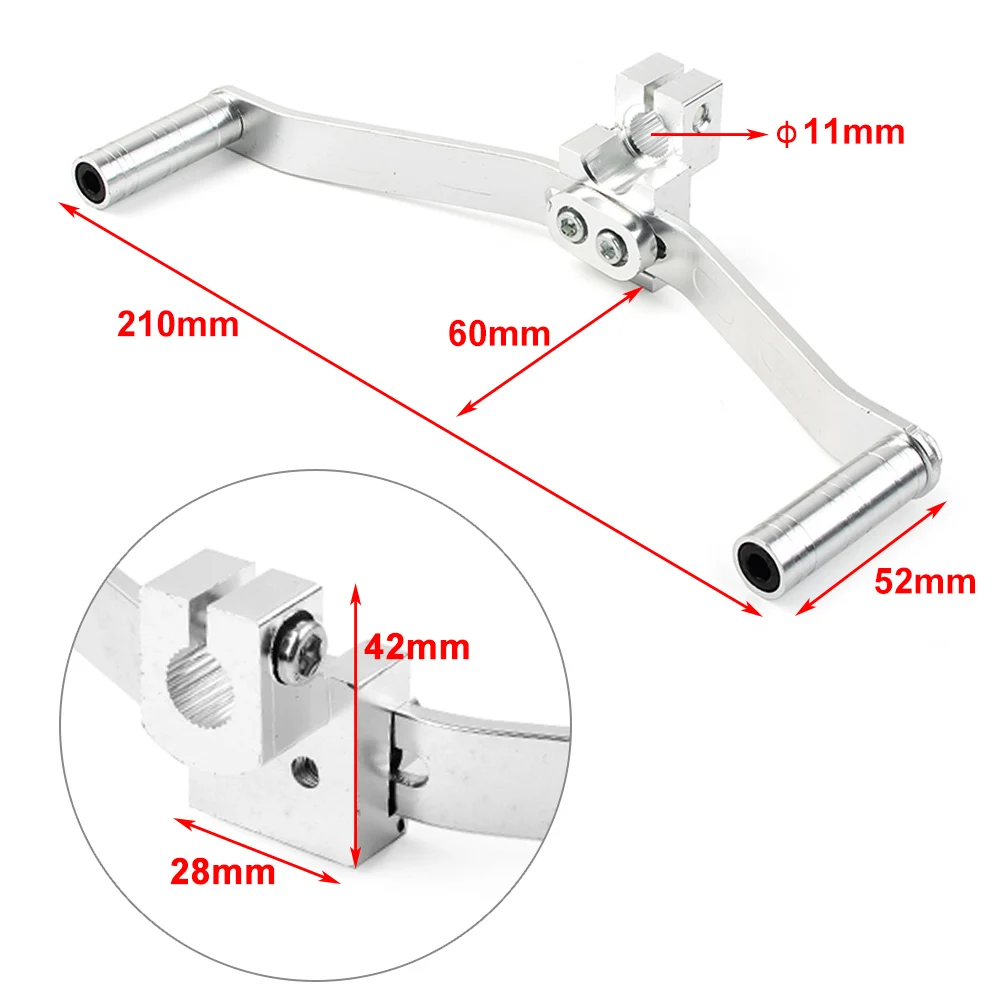 1PC Silver  Dual Way Gear Shift Lever Footrest Pedal Shifter Aluminum