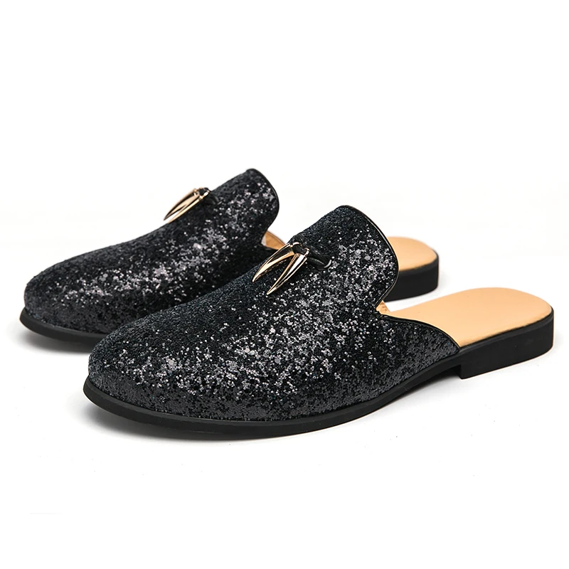 

Casual Leather Half Drag Shoes Men Classic Flat Designer Sandals 2026 Outdoor Antiskid Walking Shoes Comfy Slippers Zapatillas