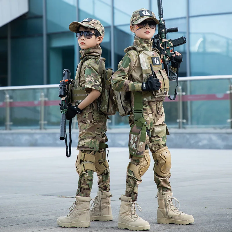 Crianças militar tático g3 camuflagem camisa uniforme conjunto trajes de soldado para crianças camuflagem calças superiores terno para meninos meninas