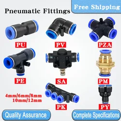 10/50/100 Pcs Pneumatic Fittings PM/PZA/PK/SA/PU/PV/PY/PE OD Hose 4/6/8/10/12mm Plastic Fitting Hose Quick Joint Pipe Connector