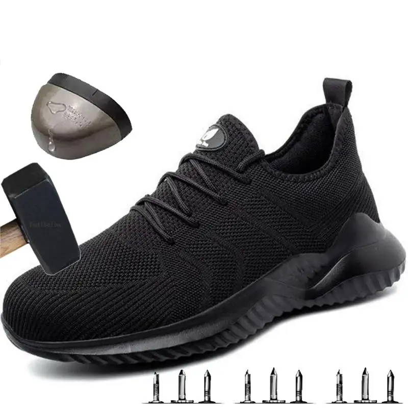 New Men Work Safety Shoes Anti-puncture Working Sneakers Boots Lightweight Breathable Men Shoes Safety Boots Outdoor
