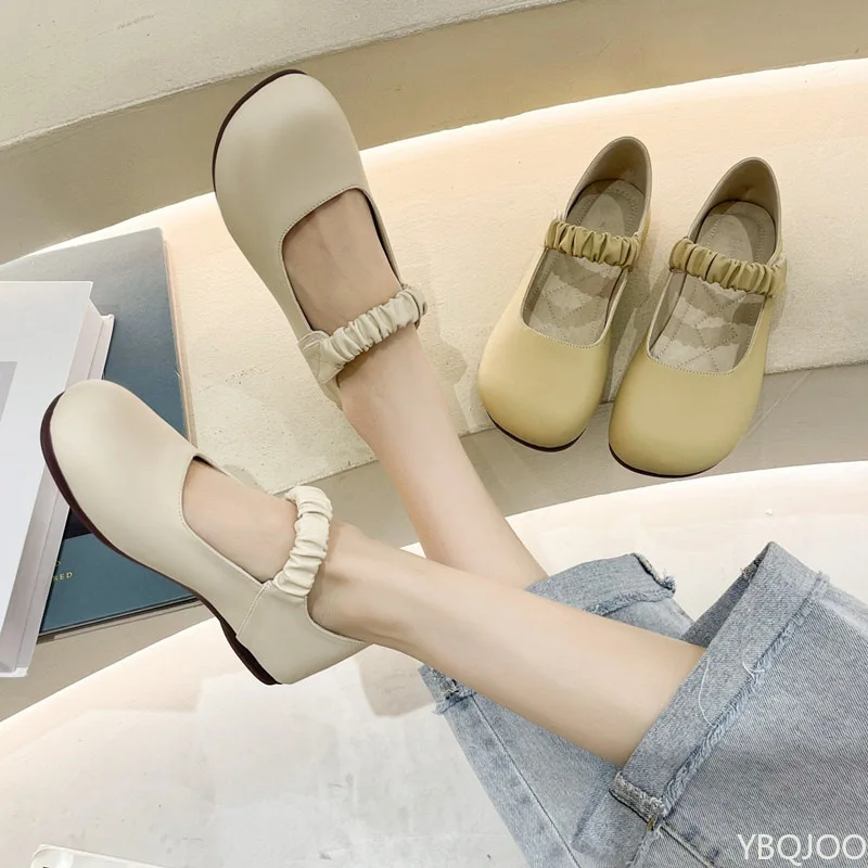 

Женские весенне-летние новые туфли на плоской подошве, простые удобные повседневные однотонные туфли с круглым носком и низким берцем