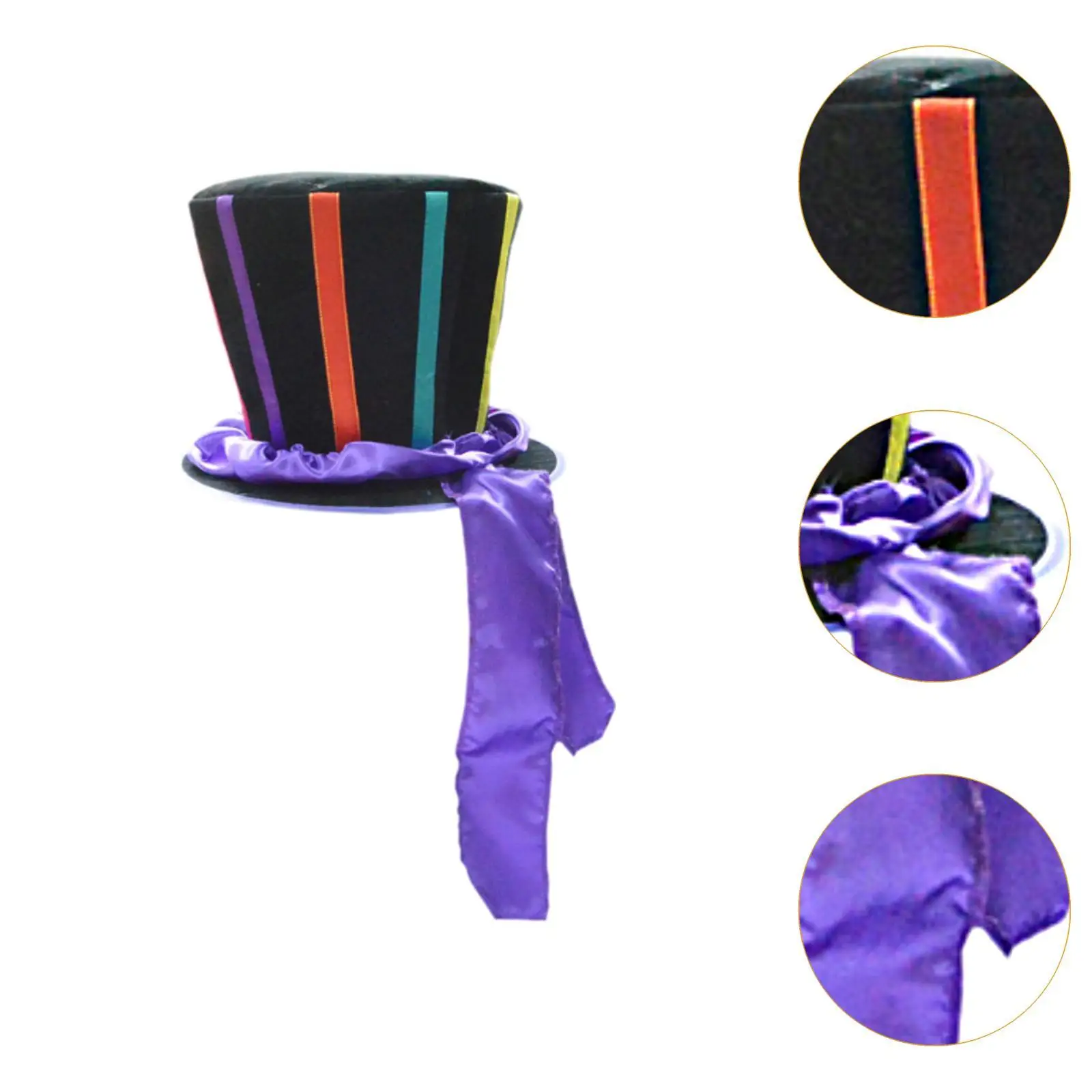 Top Hat with Colorful Ribbons Costume Accessories for Cosplay for Men Women