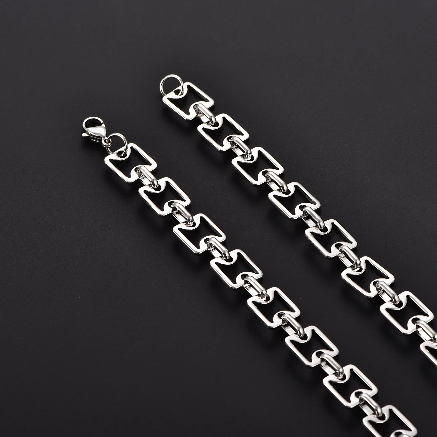 11MM Kreatives, nicht verblassendes Fußkettchen aus Edelstahl, Herrenarmbänder in Silberfarbe, hochwertige Panzerkette, Armband, Großhandelsschmuck – Detail 3
