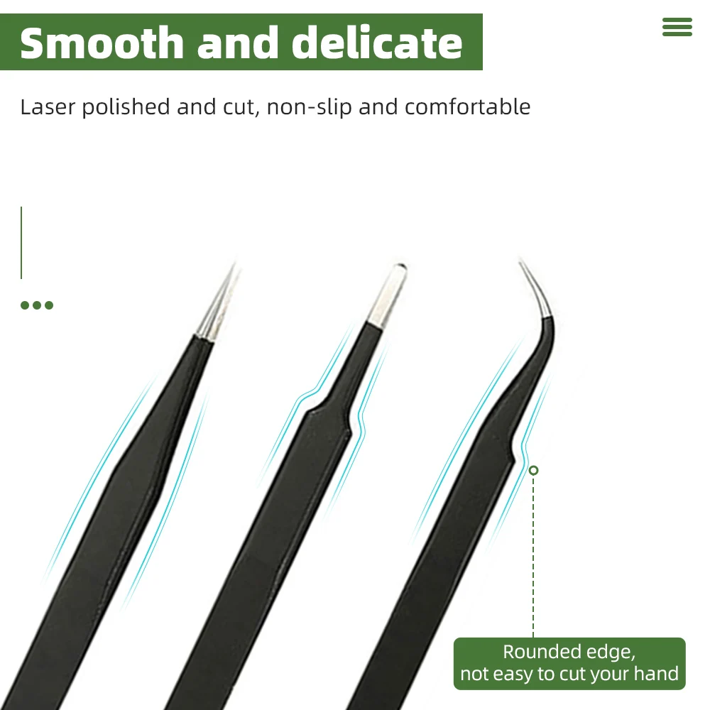 6PCS pinzette per ciglia Clip per ciglia di bellezza in acciaio inossidabile pinzette antistatiche Ultra rigide ad alta precisione imposta strumenti per il trucco