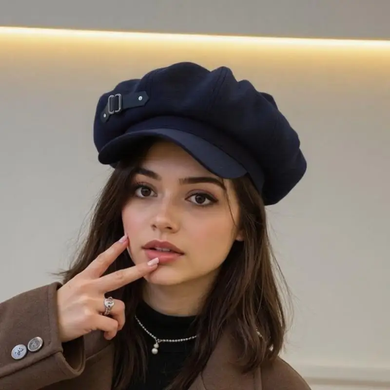 L5YA الجدة قبعة أجرة أنيقة للرجال النساء قبعة الظلام خمر قبعات أجرة للجنسين أغطية الرأس الخريف الشتاء قبعة لارتداء اليومي #3