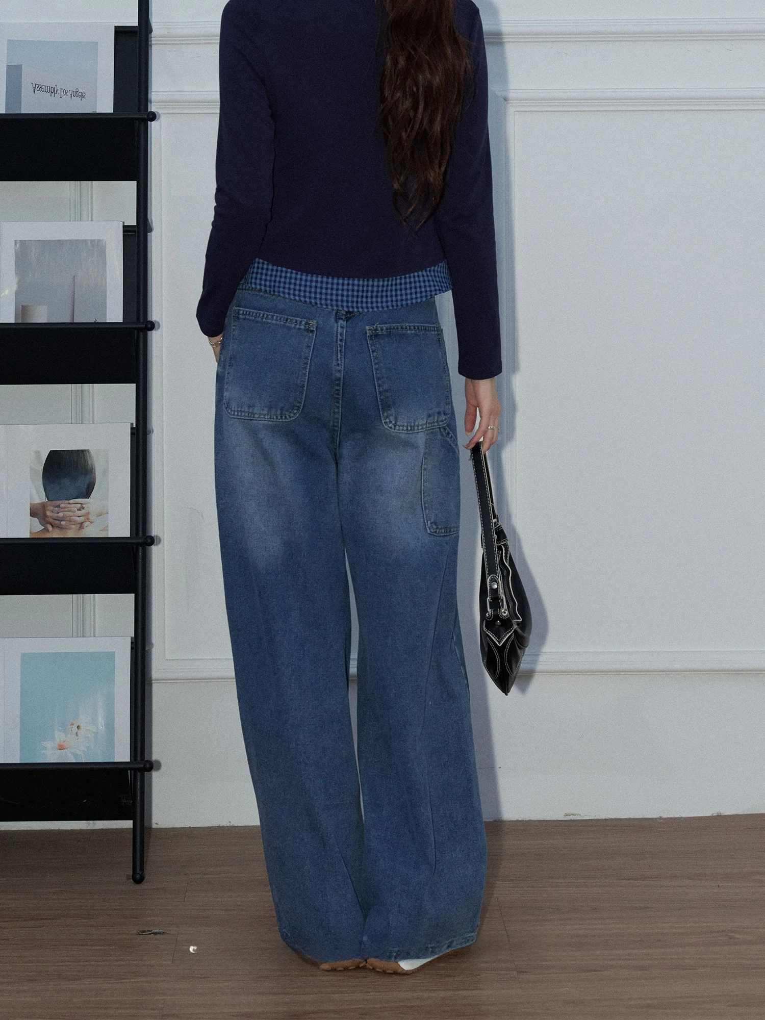 

High Waist Loose Fit Blue Denim Jeans Faionable Straight Leg Trousers Spring Season Old Money Sle plus Size Women's Jeans