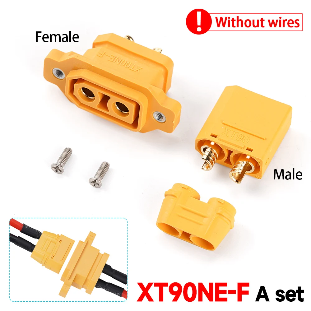 XT90NE-F Male Female Head Lithium Battery Charging Connector Wire Fixed Welded Type Gold-plating Terminal New Energy Plug