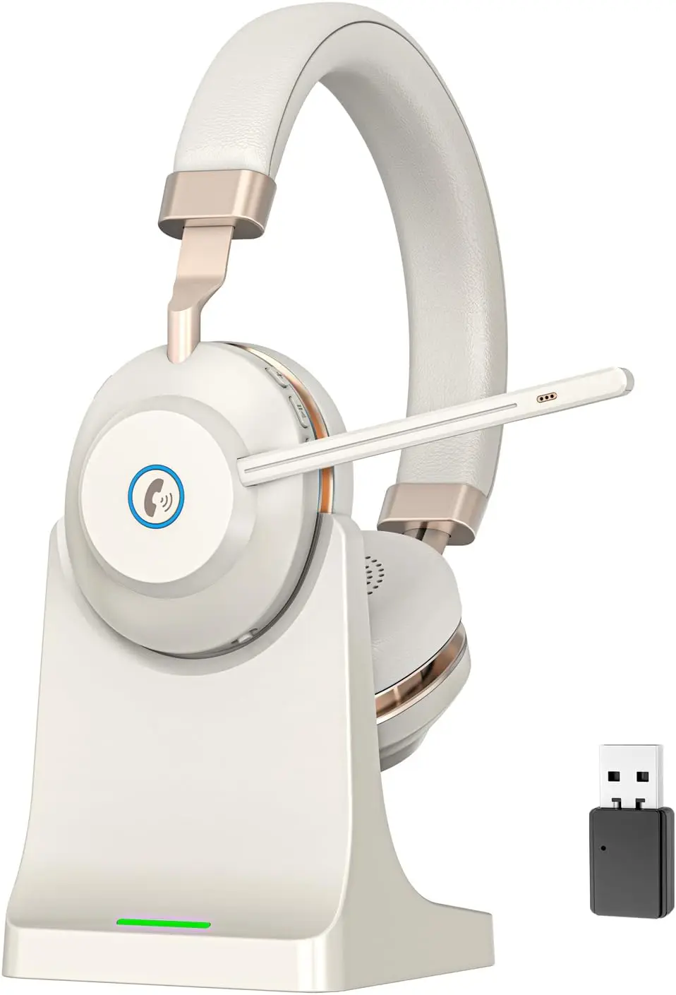 Wireless Headset with Mic, Noise Canceling, 45Hrs Battery, USB Dongle for Office/Meetings