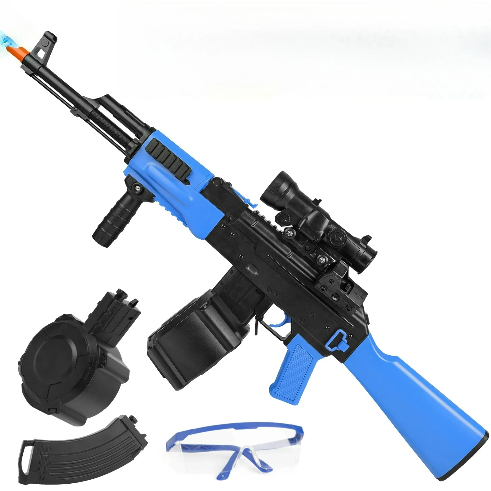 Automatic Gel Ball Blaster Gun ,AKM Splatter Ball Blaster Toy with Drum Mag & 50000 Water Beads for Outdoor Ak 47 Gun