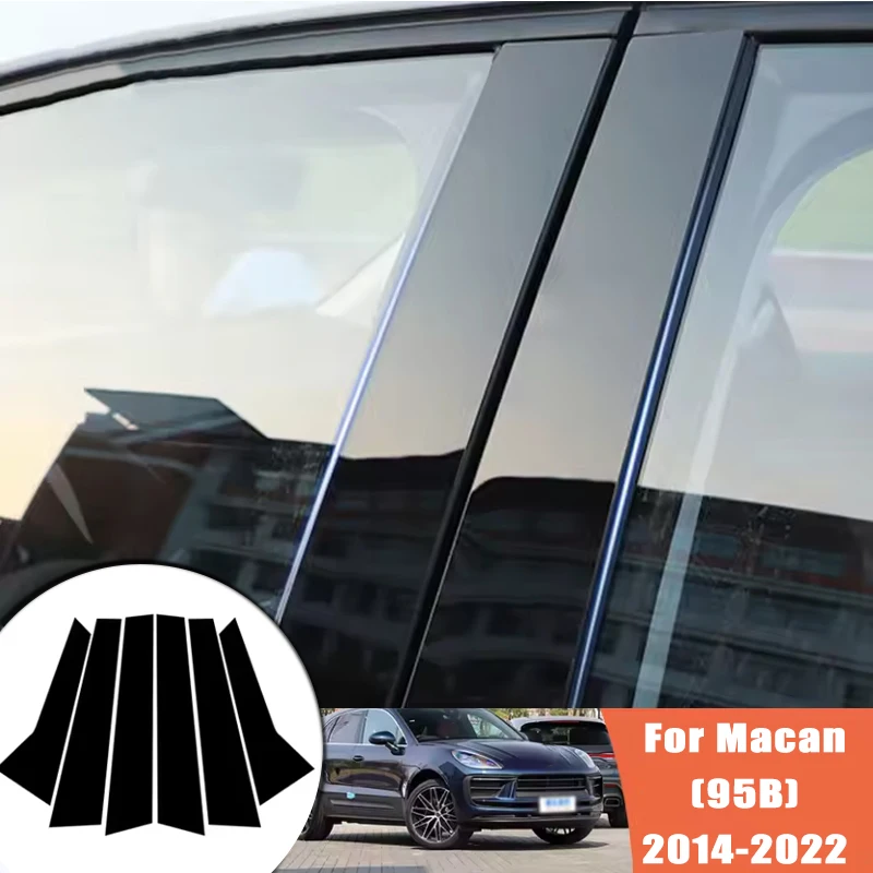 For Porsche Macan 95B 2014-2022 2015 2016 2017 Window Trim Covers Center Film Column B C Pillar Posts Sticker Car Accessories