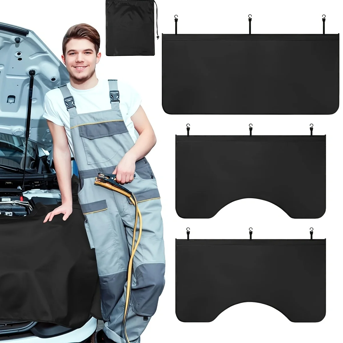 Automotive Mechanic Magnetic Fender Cover Mat Pad Protective Mat for Repair Automotive Work,Microfiber Leather Car Fender Protec