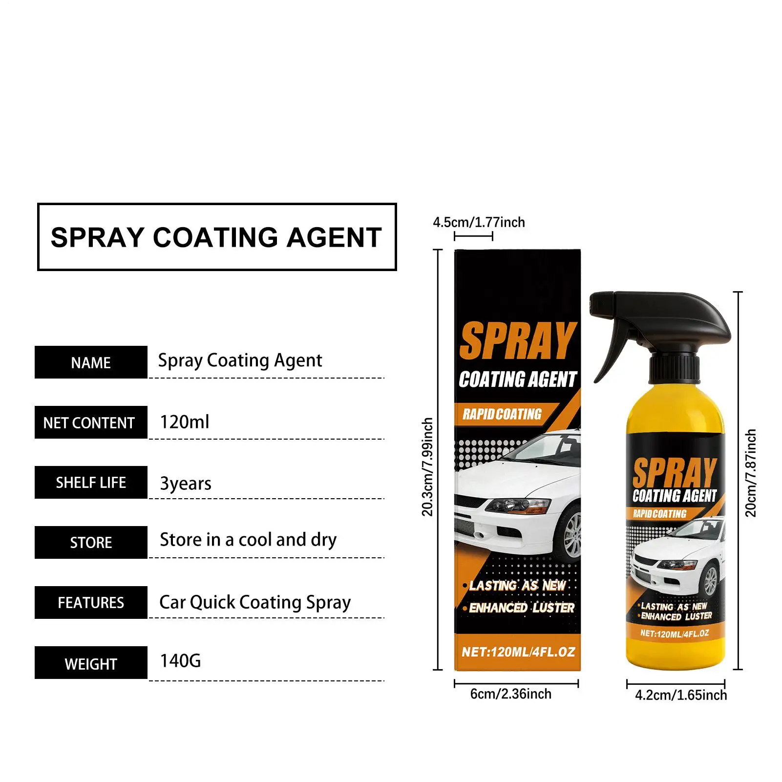 Car Coating Renewal Agent 120ml Weather Resistant Automotive Repair Agent Glass Cleaner Spray for Vehicles Trailer RV Automotive view 6