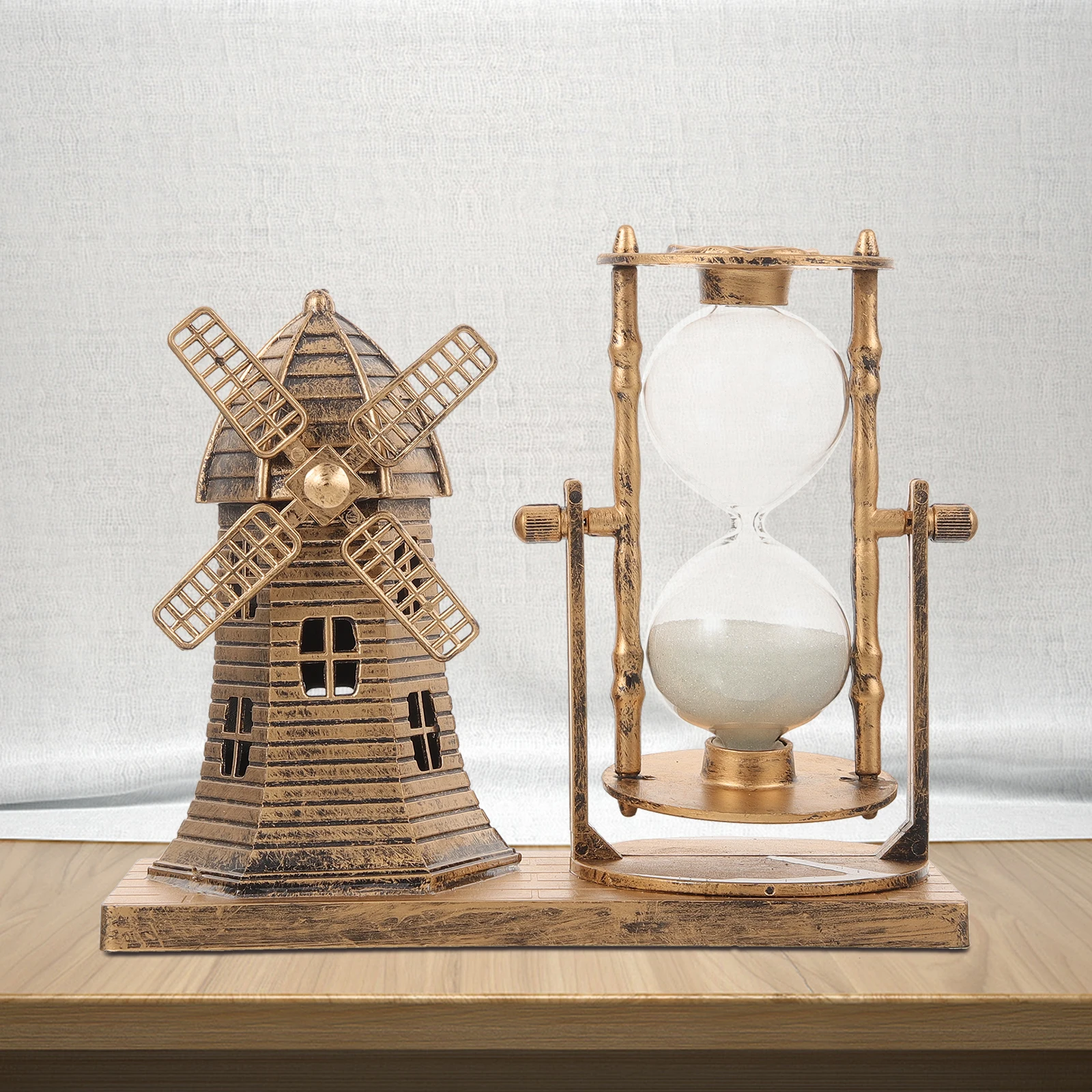 

Retro Hourglass Decorations Vintage Office Desk Lighthouse Sand Clock Ornaments Creative Craft Adornment Gold Bedroom
