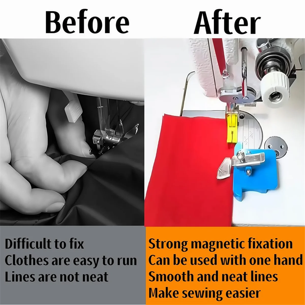 AA98 Magnetic Seam Guide for Sewing Machine, 2pc Magnetic Seam Guide with Clip, Sewing Machine Universal Accessories Blue